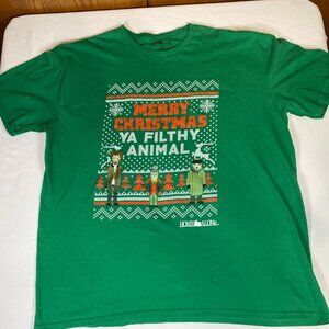 Home Alone Merry Christmas Ya Filthy Animal T-Shirt Men's 2XL Green 100% Cotton